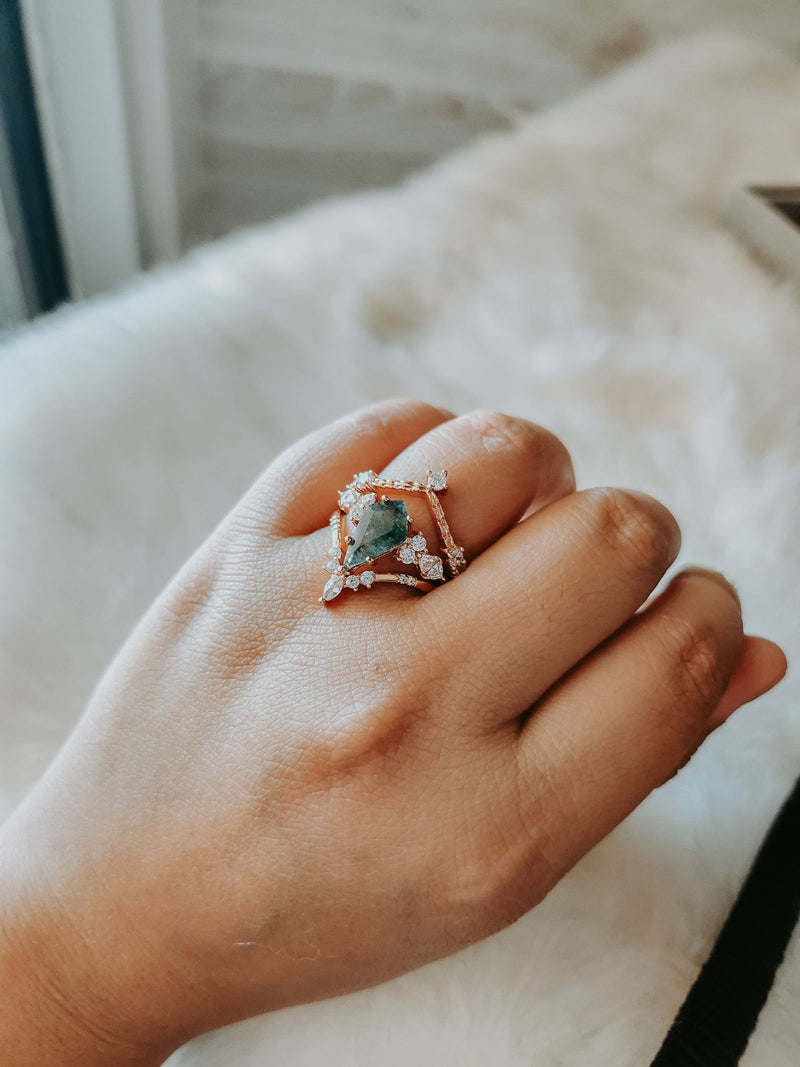 Ruthie Moss Agate Rose Gold 3PC Ring Set