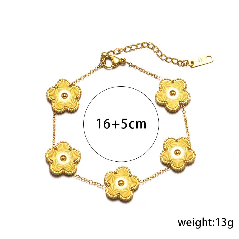 Cecilia Five Leaf Clover Gold Bracelet