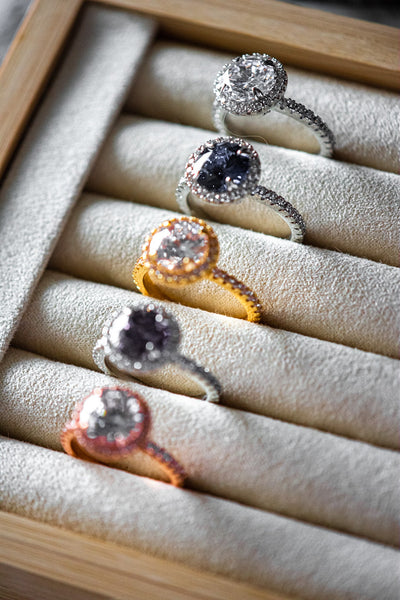 Veda Round Cut Purple Spinel Zircon Sterling Silver Ring