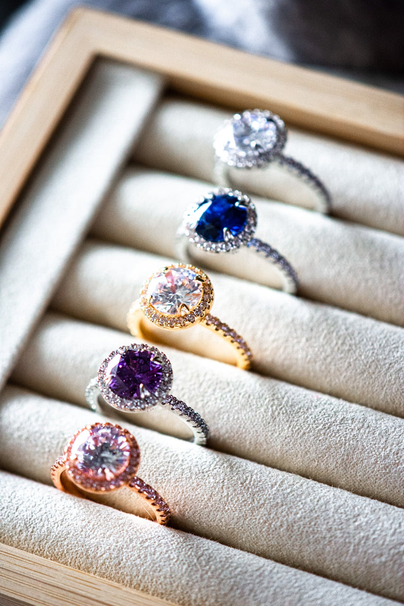 Veda Round Cut Purple Spinel Zircon Sterling Silver Ring