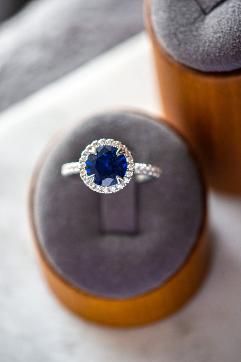 Veda Round Cut Purple Spinel Zircon Sterling Silver Ring