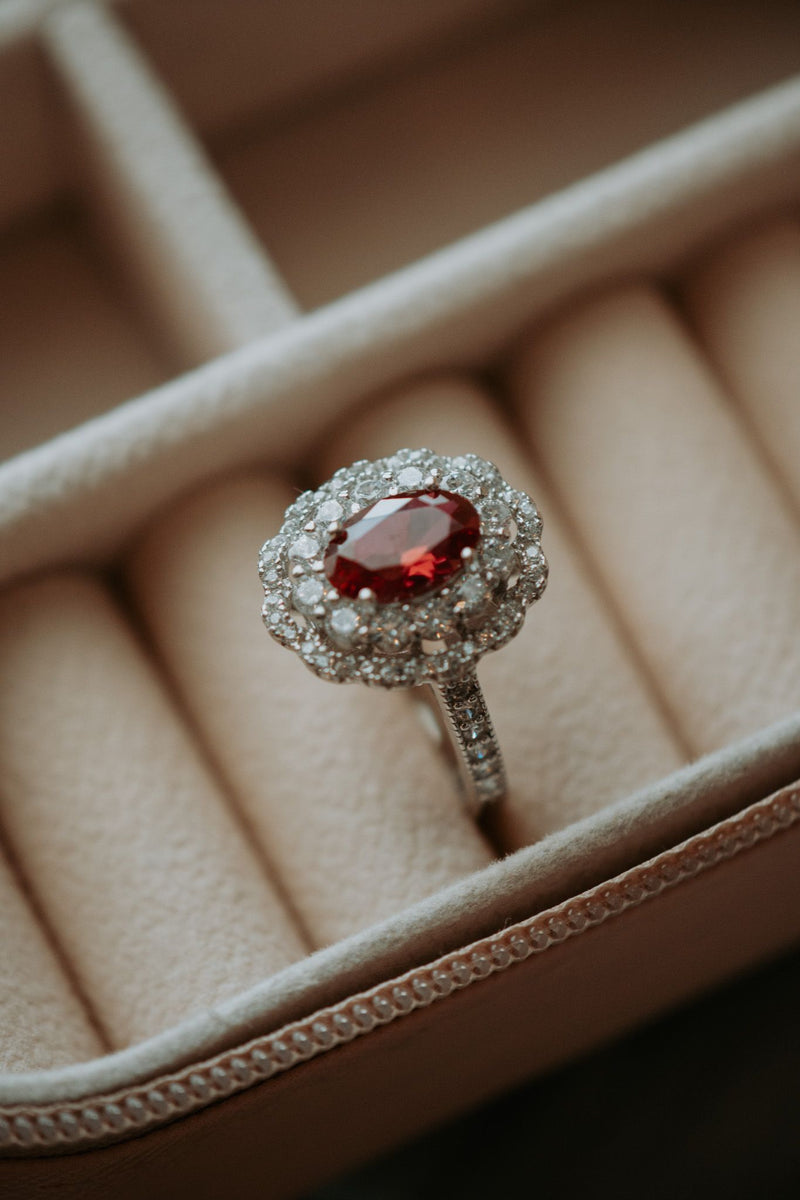 Eloise Garnet Oval Sterling Silver Engagement Ring