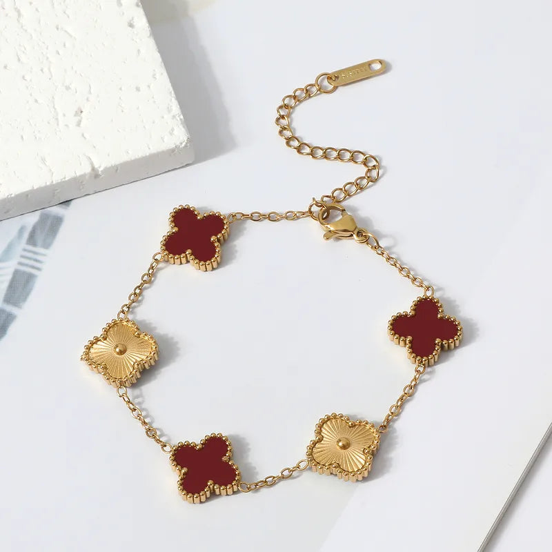 Lucky Clover Charm Bracelet (Double-Sided)