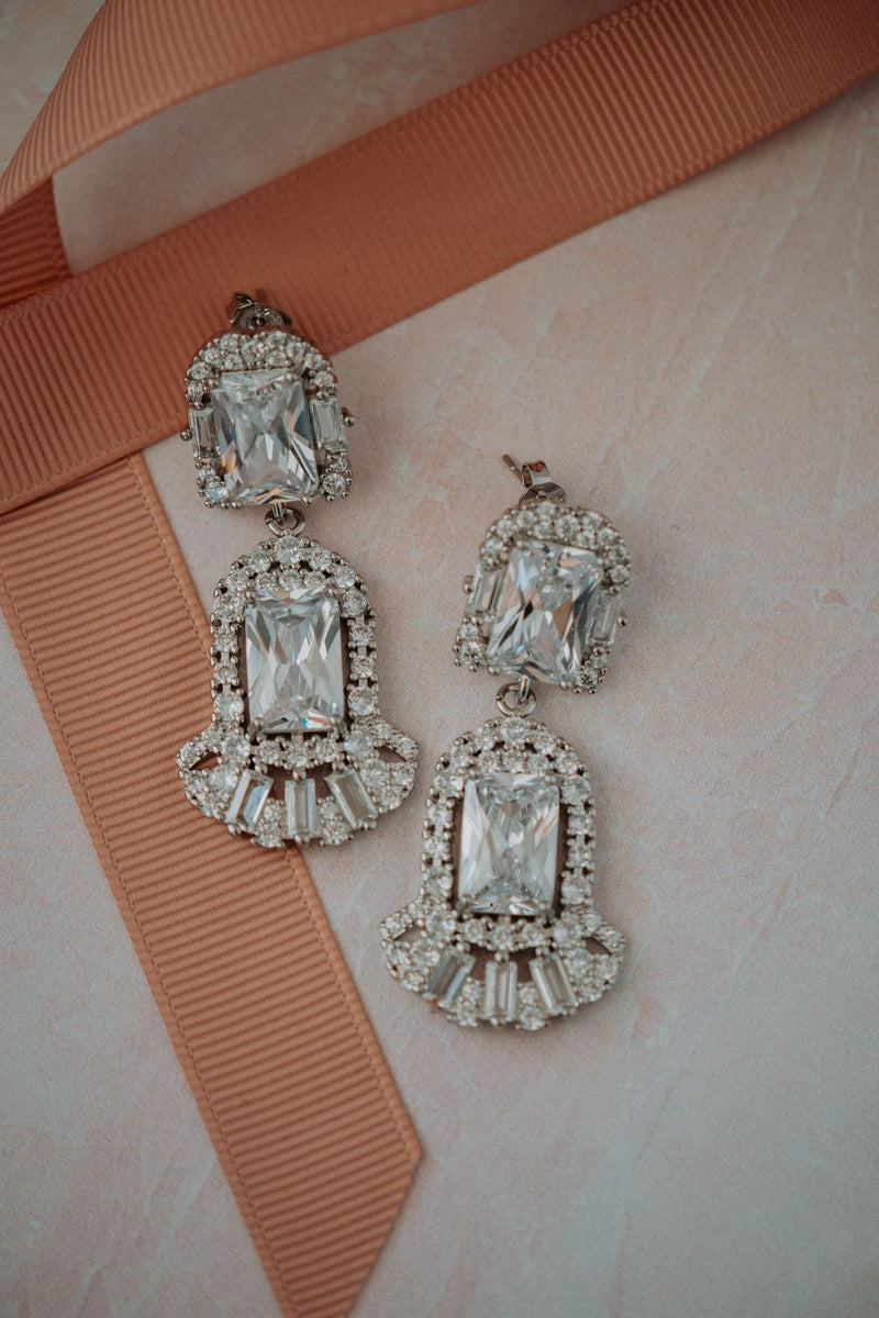 Jadie White Crystal Chandelier Earrings