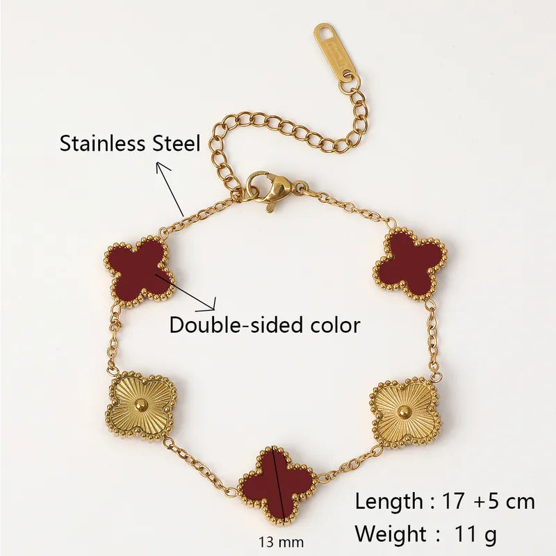 Lucky Clover Charm Bracelet (Double-Sided)