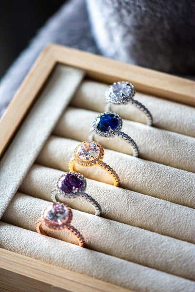 Veda Round Cut Purple Spinel Zircon Sterling Silver Ring