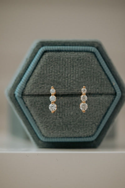 Aelia 3-Stone Gold Earrings