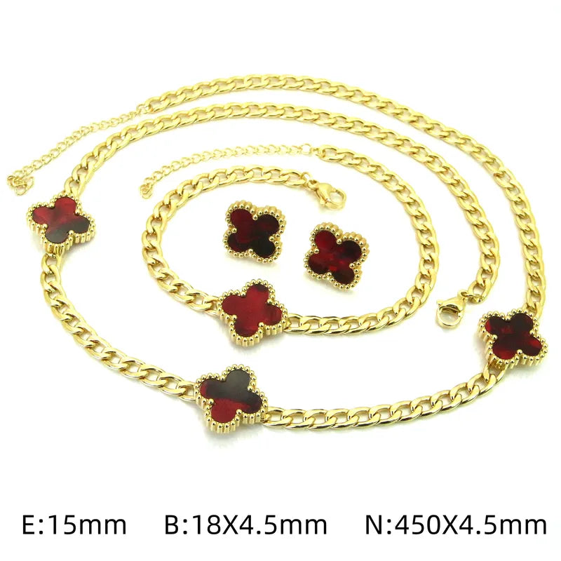 Bethany Four Leaf Clover Gold Set