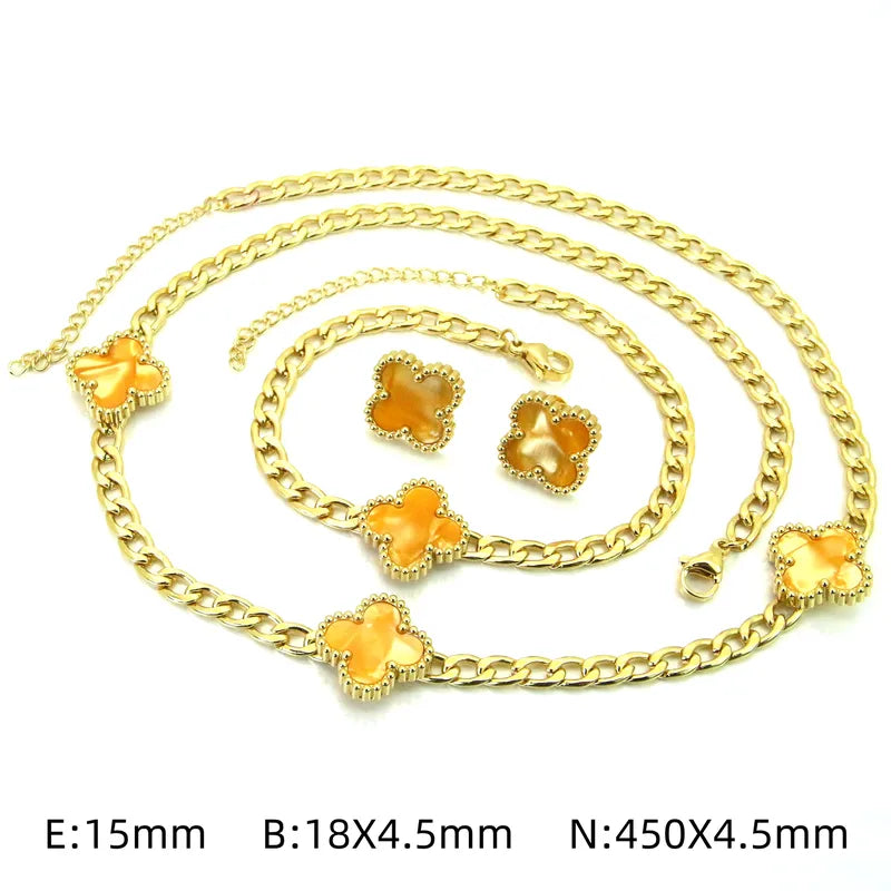 Bethany Four Leaf Clover Gold Set