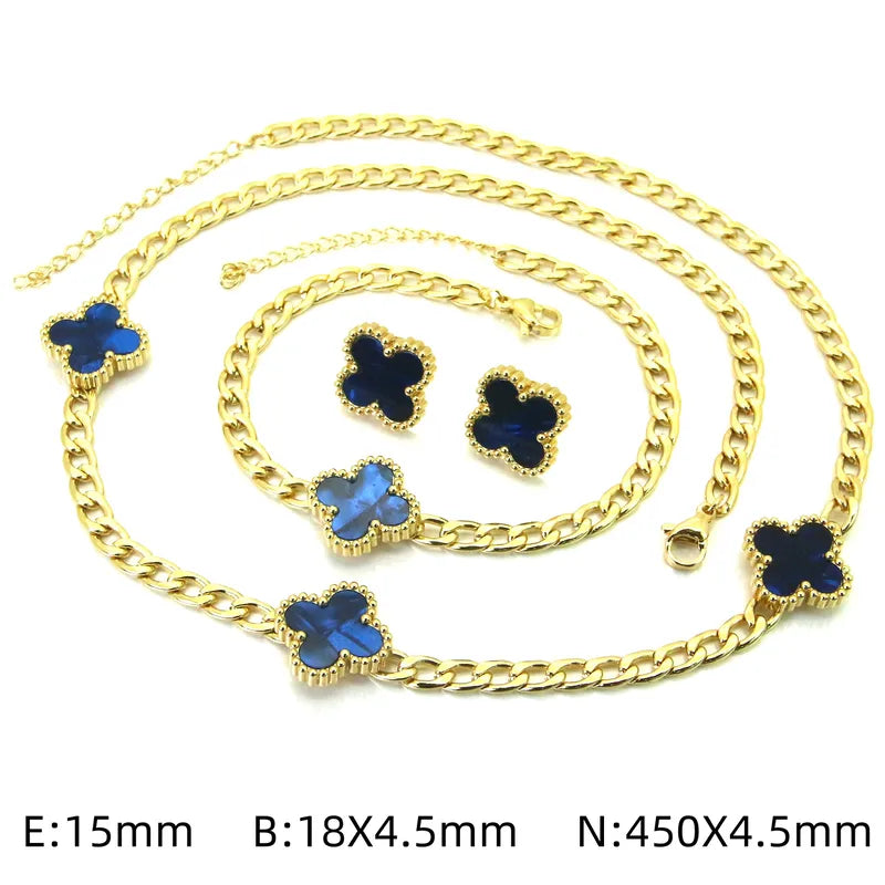 Bethany Four Leaf Clover Gold Set