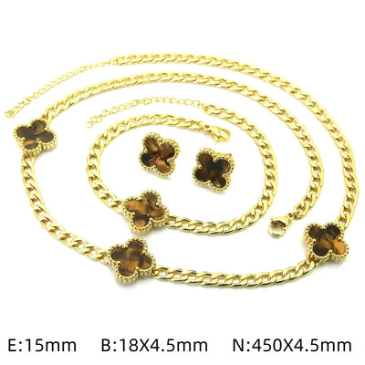 Bethany Four Leaf Clover Gold Set