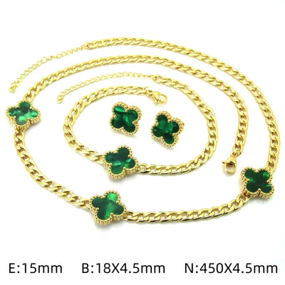 Bethany Four Leaf Clover Gold Set