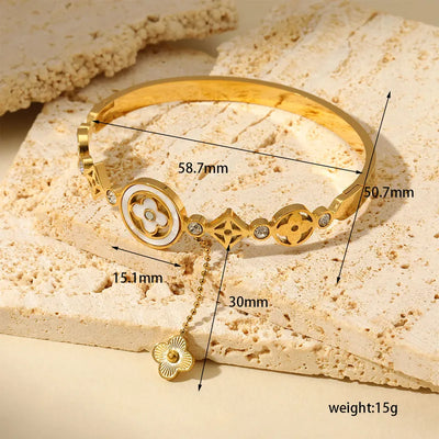 Florence Four-Leaf Clover Gold Bangle Bracelet