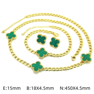 Bethany Four Leaf Clover Gold Set