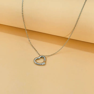 Lily Heart Silver Necklace