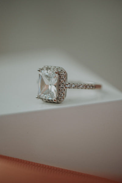Zheynel Emerald Cut Sterling Silver Ring