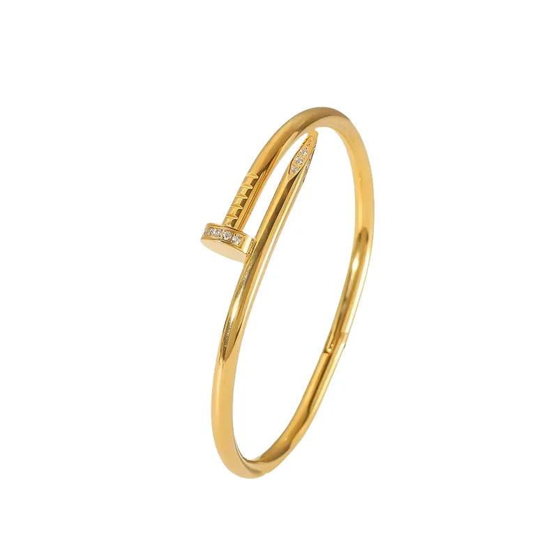 Thelma Nail Gold Bangle Bracelet