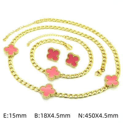 Bethany Four Leaf Clover Gold Set