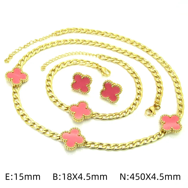 Bethany Four Leaf Clover Gold Set