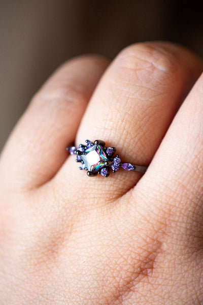 Carine Purple Amethyst Black Ring