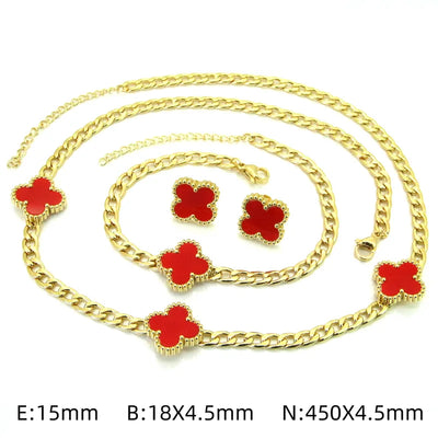 Bethany Four Leaf Clover Gold Set