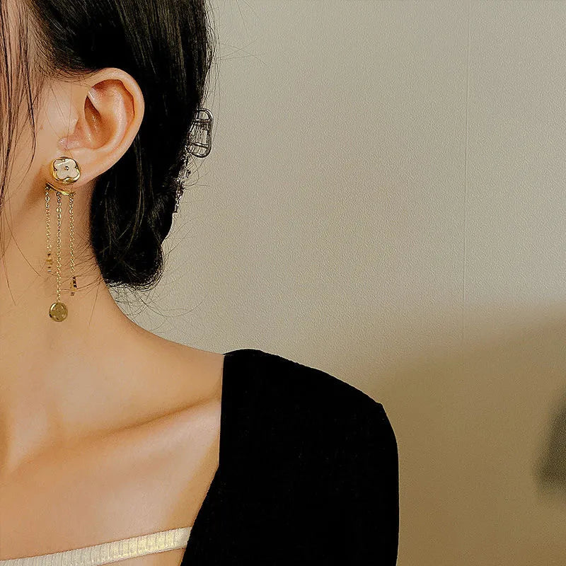 Charm Clover Tassel Drop Earrings