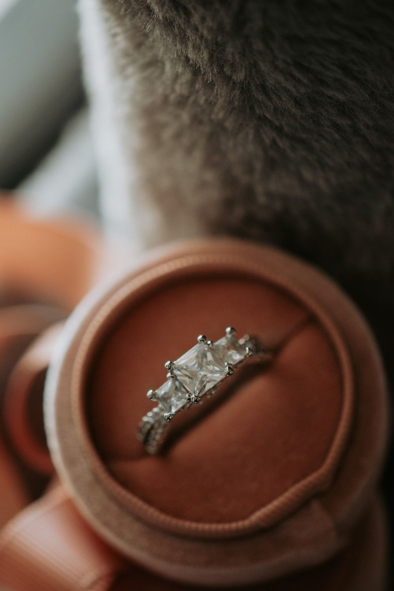 True Love Waits 3-Stone Princess Cut Sterling Silver Ring