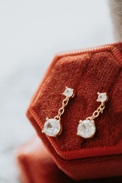 Sexy Love Dainty Drop Gold Post Earrings