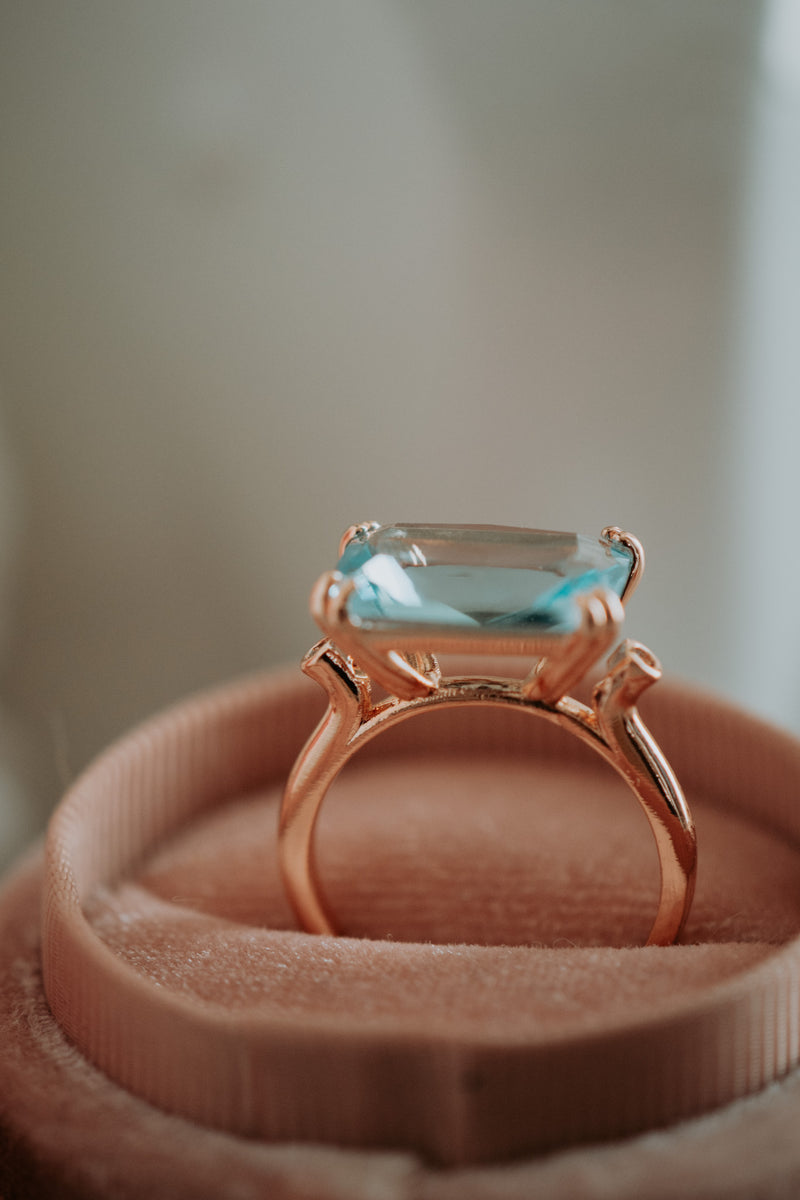Ayesha Aquamarine Gem Rose Gold Ring