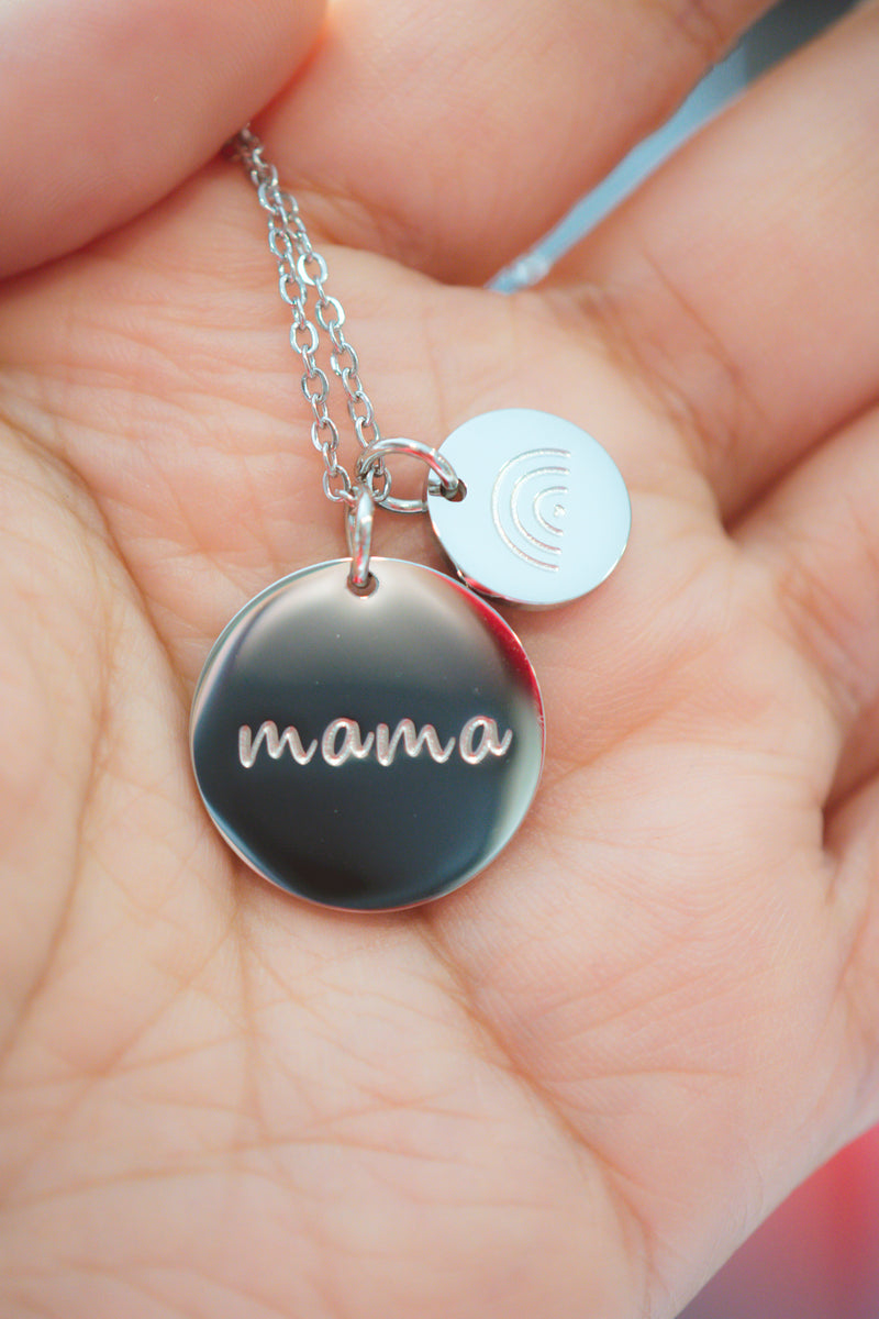 Mama Round Two-Piece Pendant Necklace