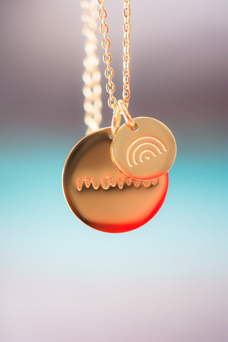 Mama Round Two-Piece Pendant Necklace