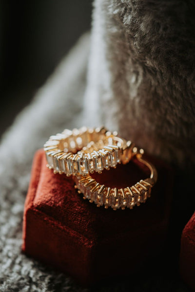 Love Potion Baguette Cubic Zirconia Hoop Earrings