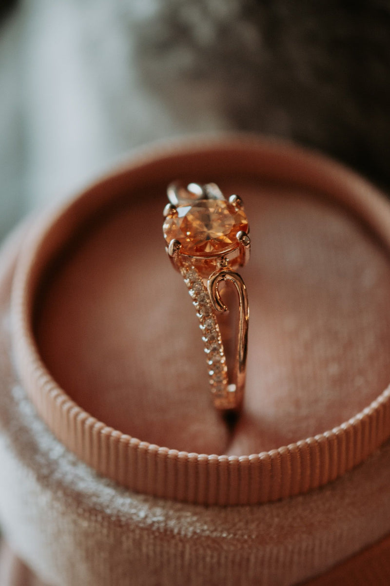 Walk With Me Champagne Oval Cut Rose Gold Ring