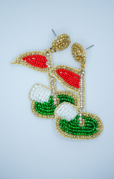 Golf Hole Seed Bead Earrings in Red and Green