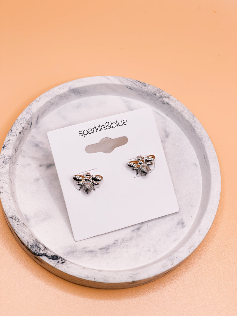 Bee Stud Earrings in Silver
