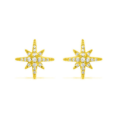 Twinkling Star S925 Post Zircon Stud Earrings in Gold