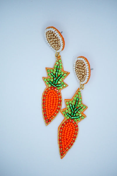 Easter Carrot Seed Bead Earrings in Orange