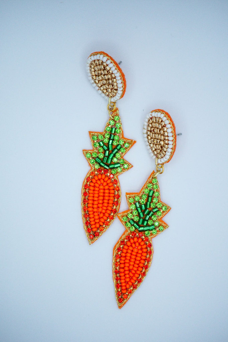 Easter Carrot Seed Bead Earrings in Orange