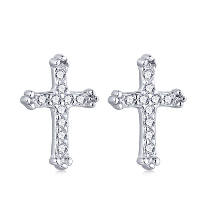 Cross Sterling Silver & Zircon Stud Earrings