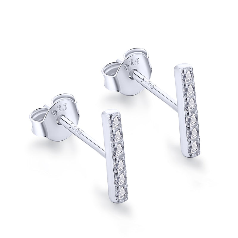 Sterling Silver & Zircon Stud Earrings