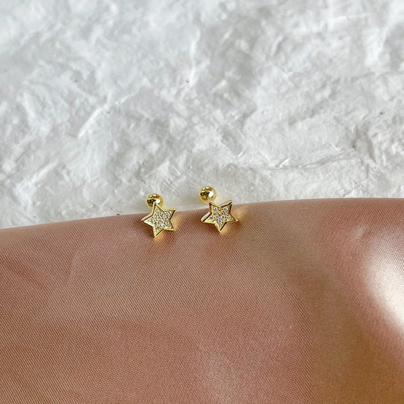 Star S925 Post Zircon Stud Earrings in Gold