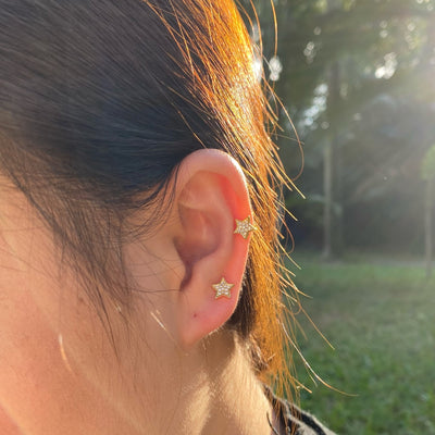 Star S925 Post Zircon Stud Earrings in Gold