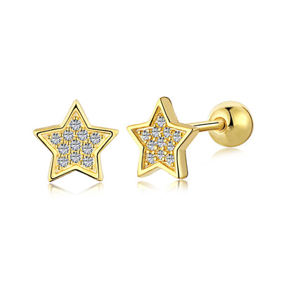 Star S925 Post Zircon Stud Earrings in Gold