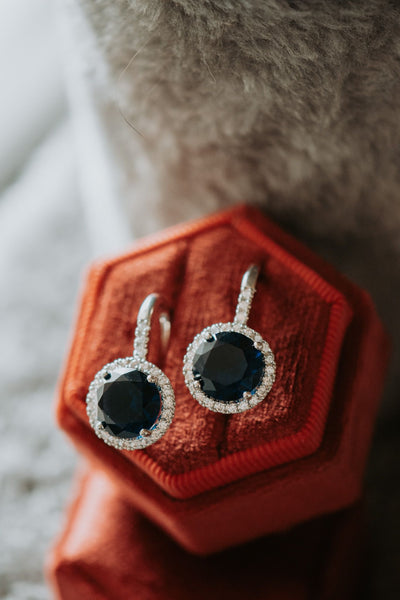 Rome Sapphire Round Drop Hook Earrings