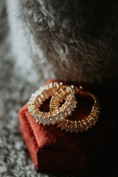 Love Potion Baguette Cubic Zirconia Hoop Earrings