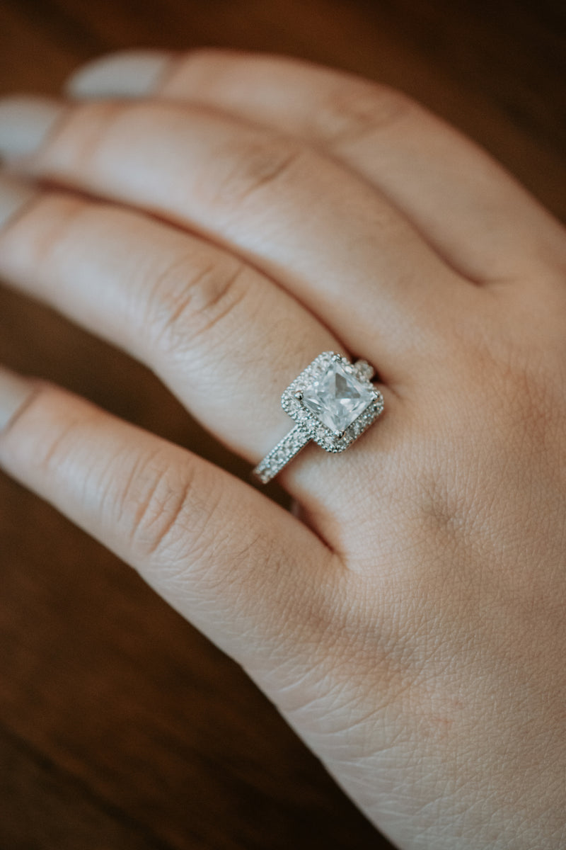 Camille Princess Cut Sterling Silver Ring