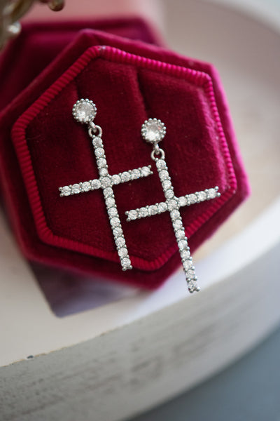 Crosse - Cubic Zirconia Post Sterling Earrings