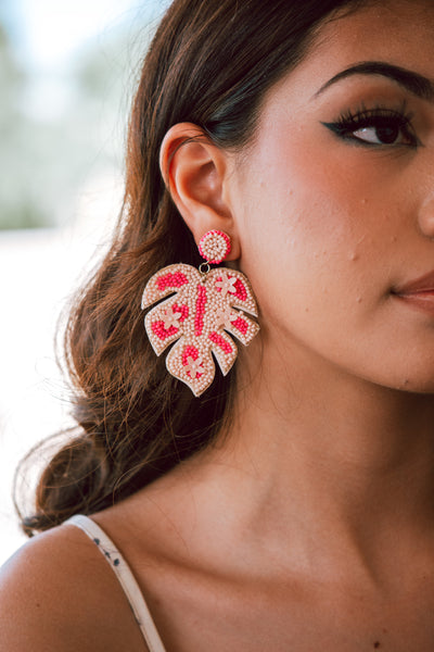 Gianna Seed Beaded Earring in in Pink
