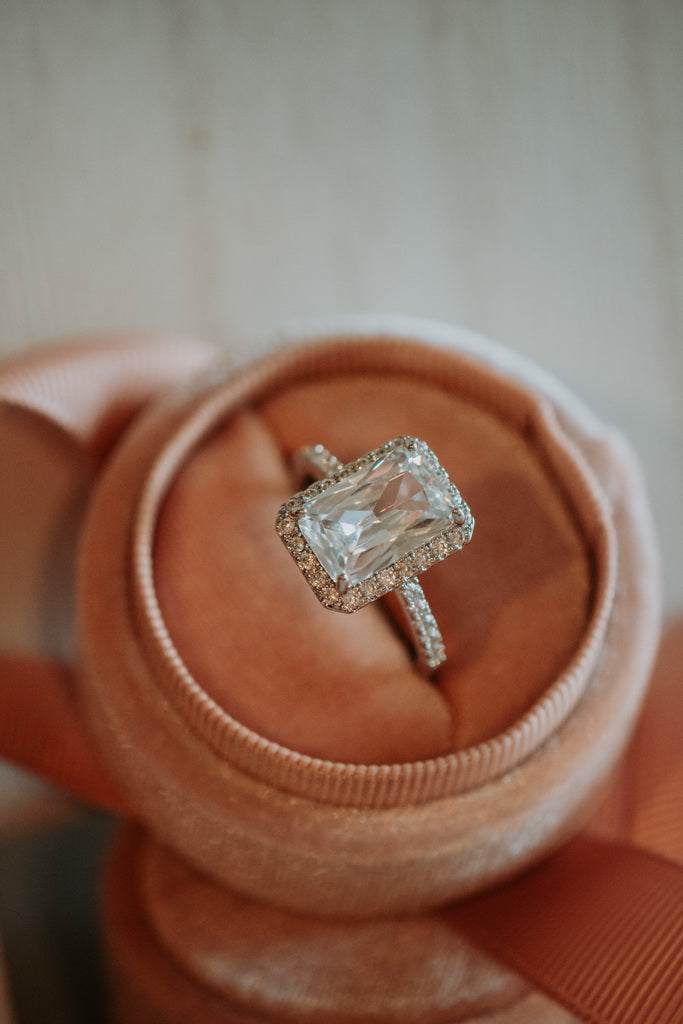 Saffron Emerald Cut Sterling Silver Ring