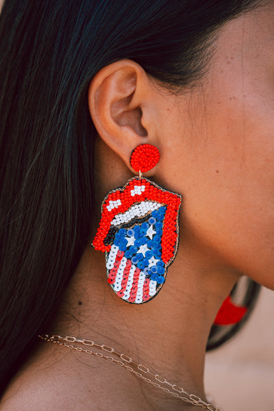 Americana Seed Bead Post Earrings Felt Back